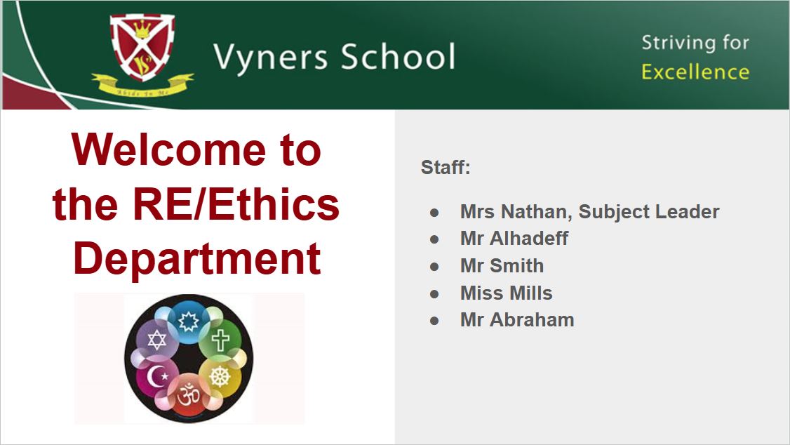 Click here to download the presentation for RE & Ethics.